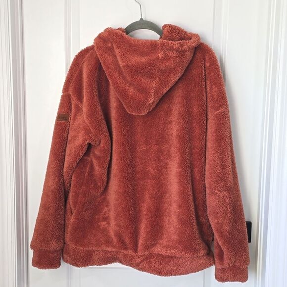 Roxy Surf Spray Rust Orange Fuzzy Hooded Pullover Jacket - Size Large - Picture 4 of 15